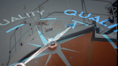 animation of compass with quality tex over shipyard