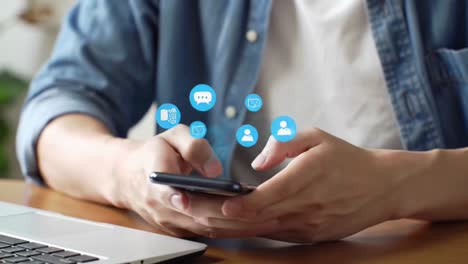 young man browsing online services and shopping on his modern smartphone