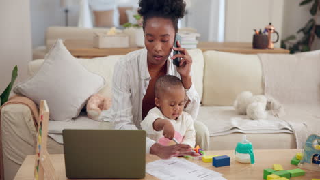 mother working from home with her baby