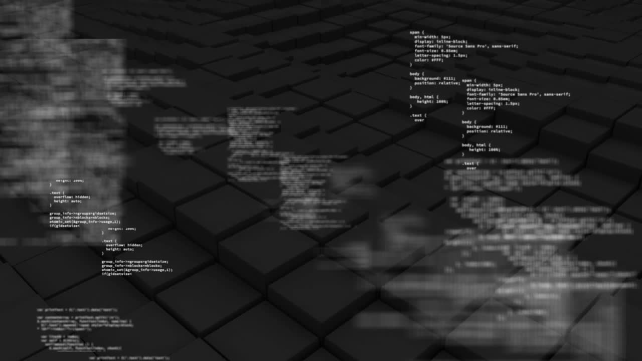 piso de cubo 3d ondeando con textos que aparecen en letras pequeñas