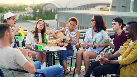 friends enjoying a rooftop party
