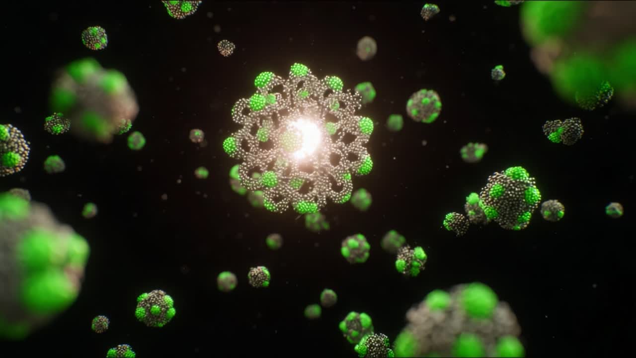 A Captivating Visualization of Intricate Particle Dynamics Showcasing the Interaction of Bioluminescent Microorganisms Under Goemetric Patterns in a Dark Setting