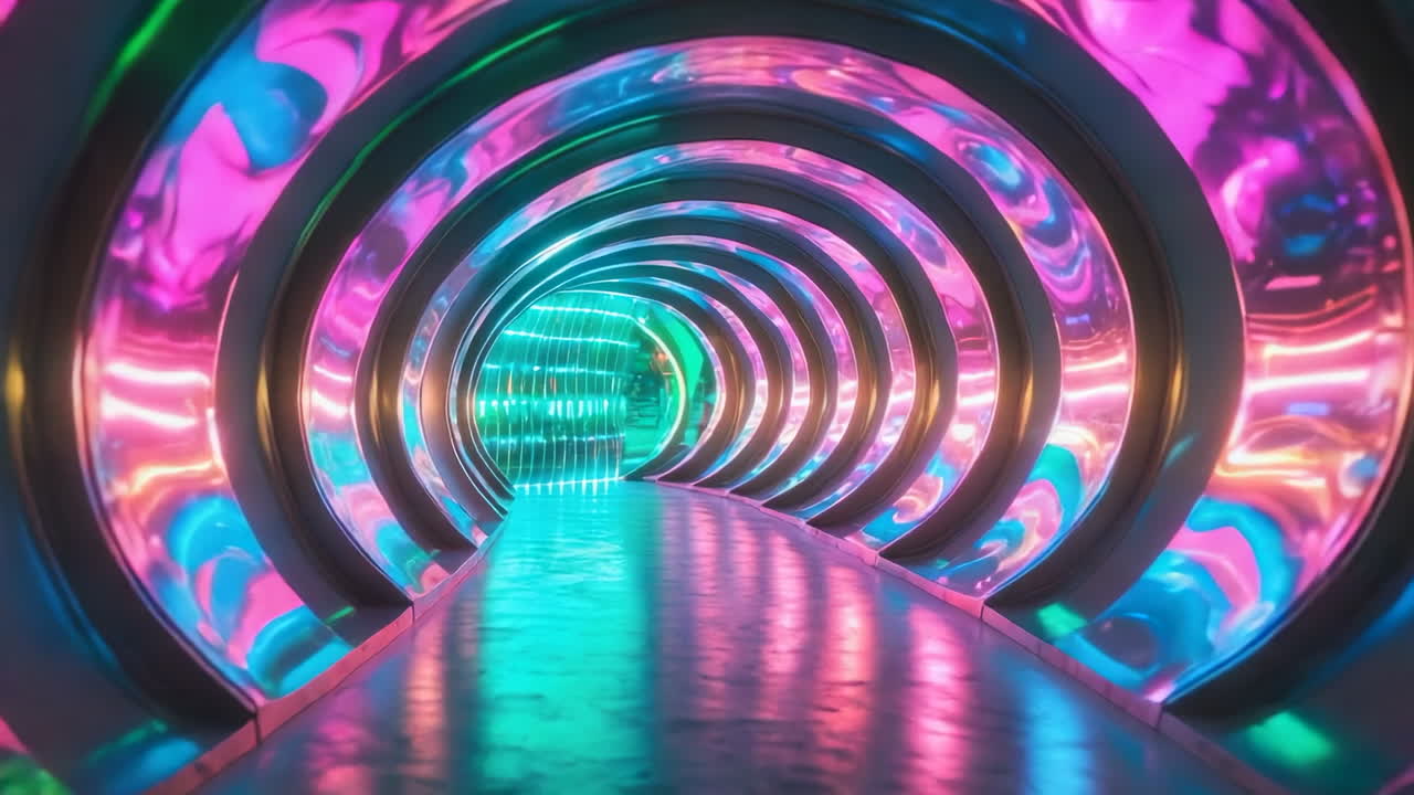 Vibrant Neon Light Tunnel