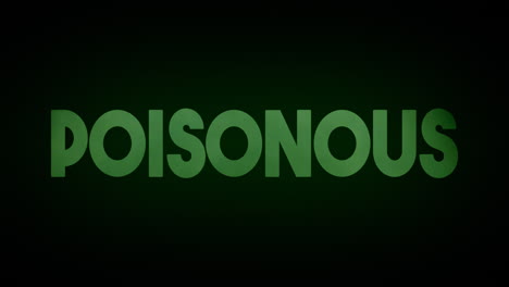 una nube ascendente de gas tóxico verde, revelando el texto venenoso, apareciendo de la oscuridad con un resplandor ominoso