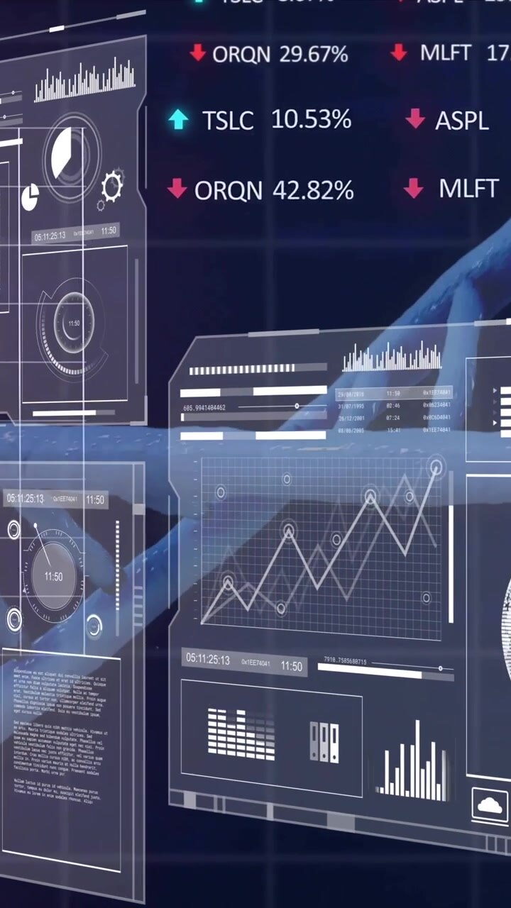 Animation of data processing over dna strand on black background