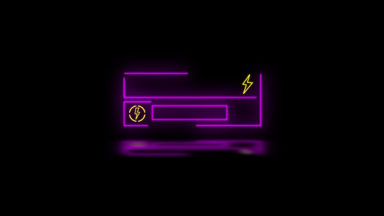 Animierte Neonlinien bilden ein leuchtendes Energiesymbol