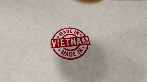 hecho en vietnam sello y estampado de animación de bucle