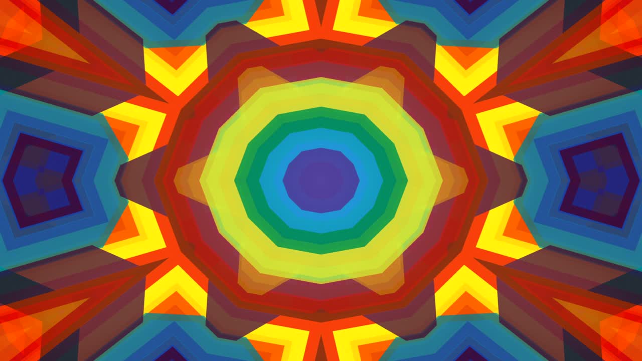 abstracto colorido patrón simétrico ornamental decorativo kaleidoscopio movimiento círculo geométrico y formas de estrellas