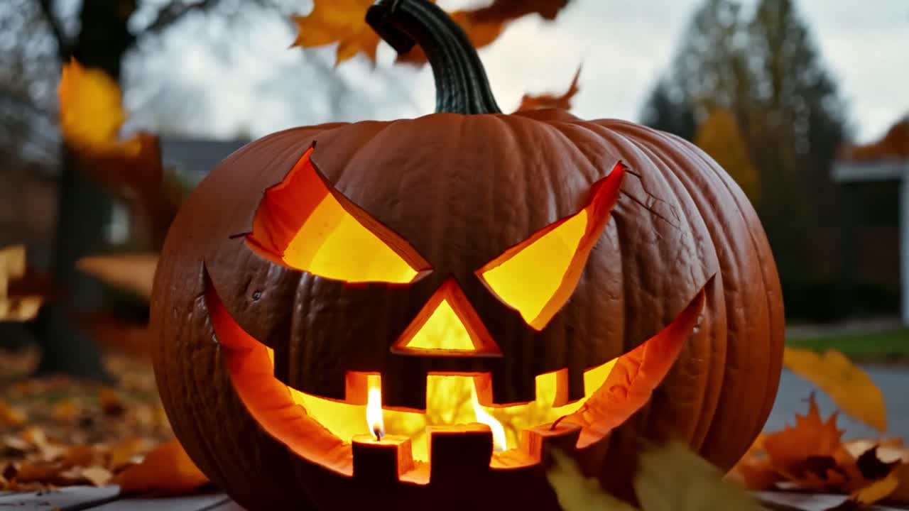 A carved pumpkin for Halloween