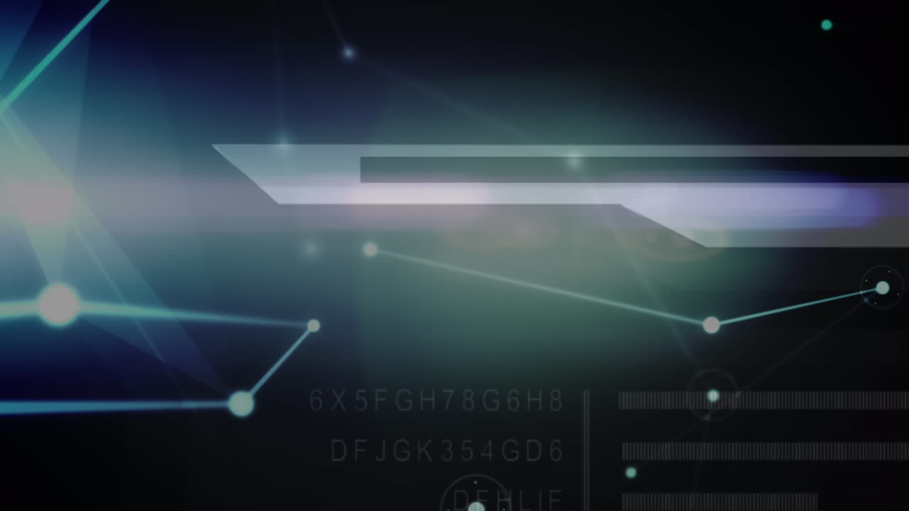 animación de redes de conexiones y procesamiento de datos sobre fondo negro