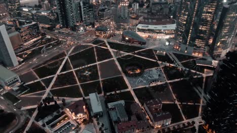 Library-Of-Trees-And-Lido-Bam-Surrounded-By-The-Downtown-Skyline-Illuminated-At-Night---Garden-Park-And-Botanical-Garden-In-Milan,-Italy