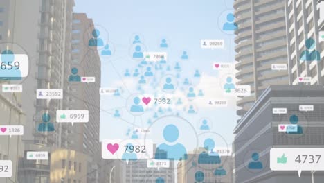 Animation-of-network-of-connections-over-cityscape