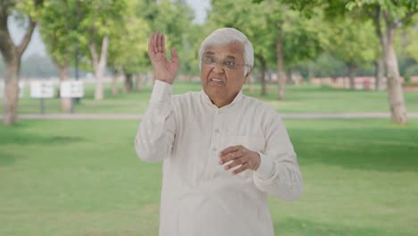 Indian-old-man-flying-a-bee-in-park