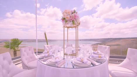 Beautifully-decorated-outdoor-wedding-party-table.-Dolly-forward
