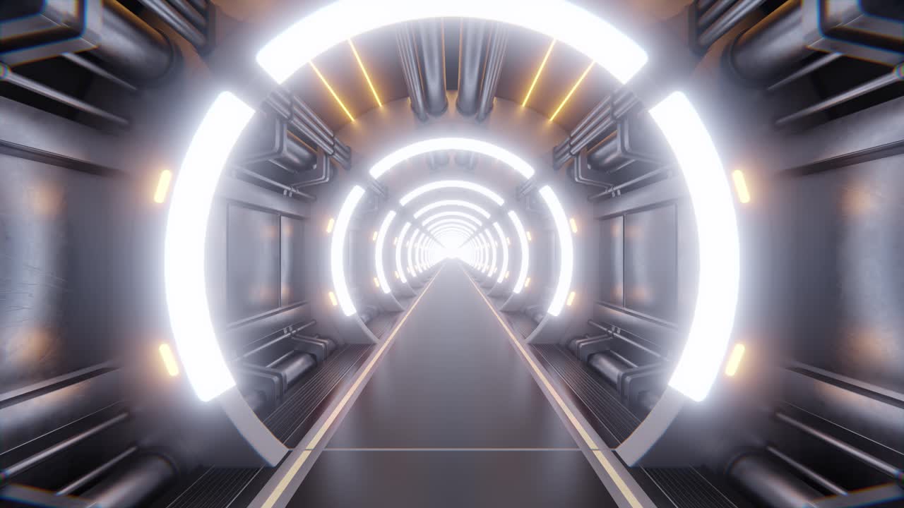 Background Science fiction interior. Sci-fi corridors. 3d rendering