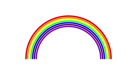 rainbow graphic appears swoop across. white background