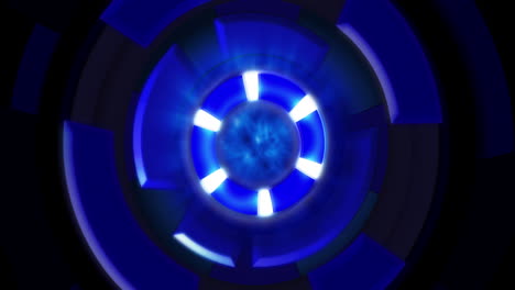 animation of blue circular interfaces spinning over black background