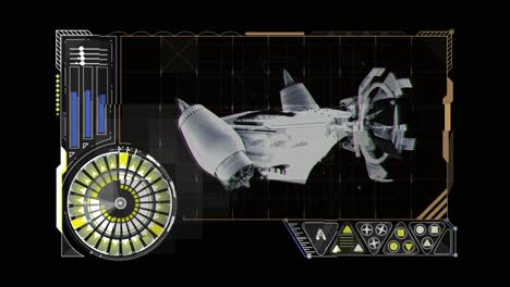 Spaceship-holographic-structure-on-hud-interface-screen-with-complex-infographic-elements