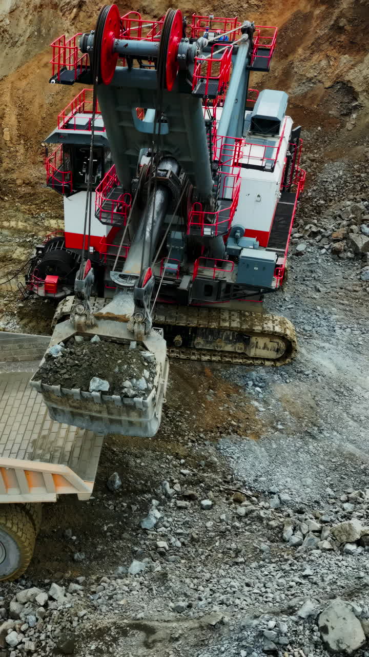 Mining Operation with Excavator and Dump Truck