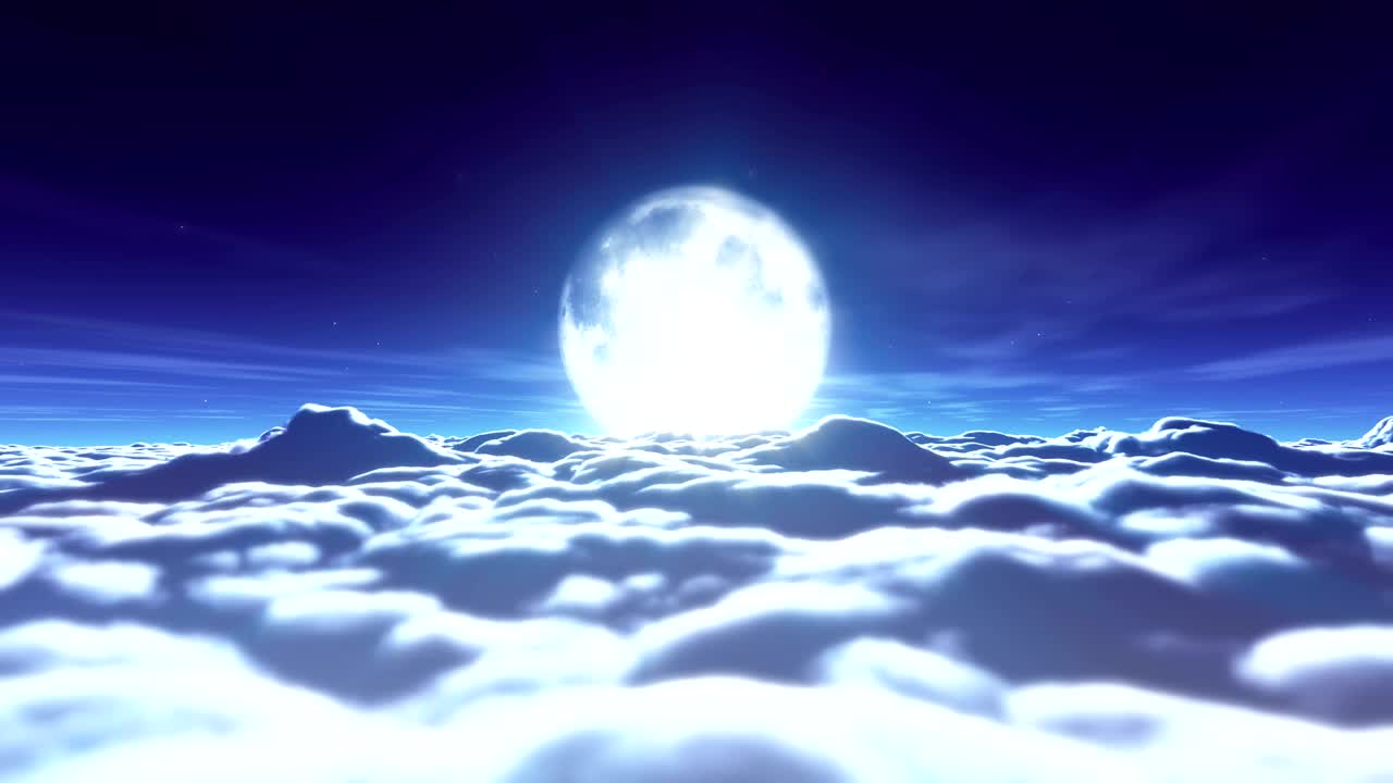 sueños nubes de luna llena 4k