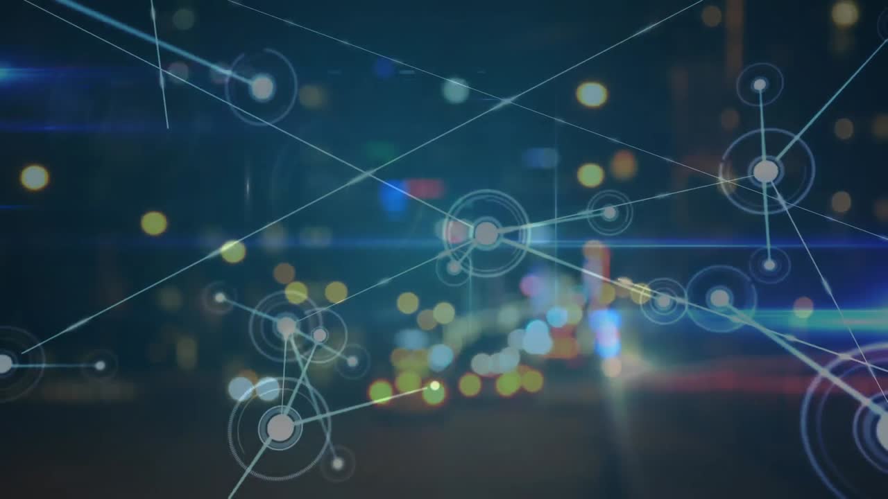 도시 풍경에 대한 연결 네트워크의 애니메이션