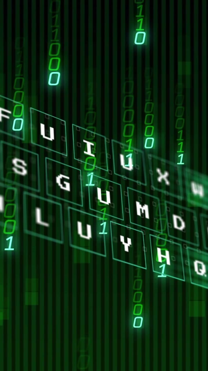 Animation of data processing on black background