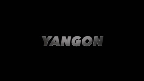 city of yangon, myanmar, 3d graphic title brushed steel look, fill and alpha channel