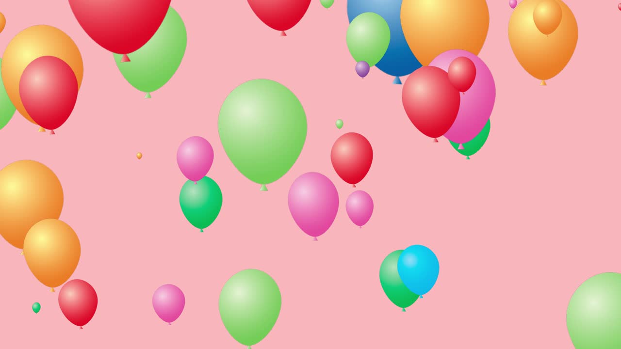un montón de coloridos globos volando animación video 4k