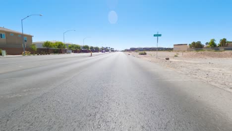 pov driving down the road in nevada