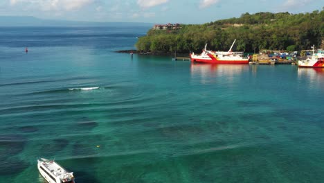 bali beach with boats drone shot