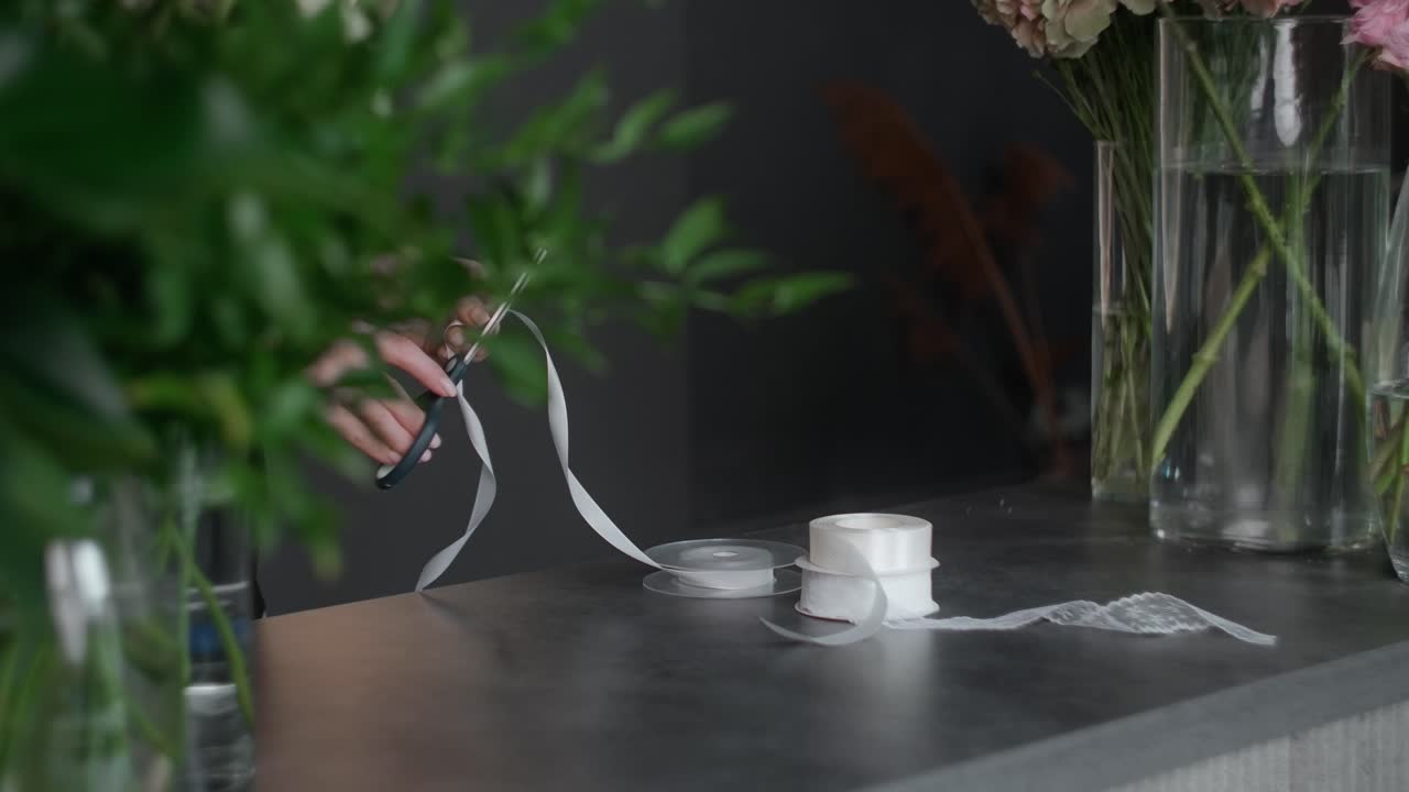 Florist Preparing Floral Arrangements