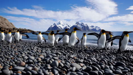 king penguins at the antarctic coastline