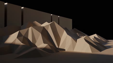 Abstract Low-Poly Mountain Landscape with Geometric Structures