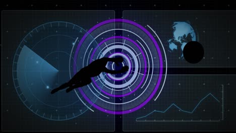 animation of scope scanning and data processing over football player