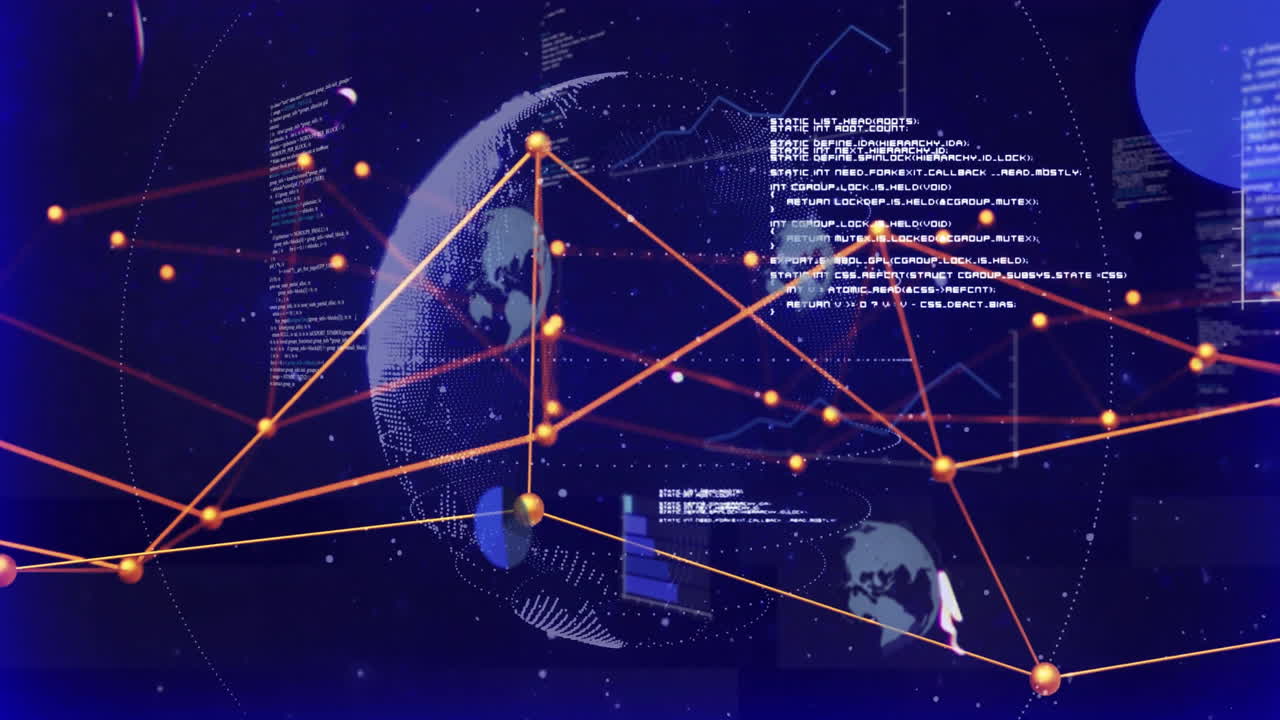 Animation of diagrams and data processing over globe