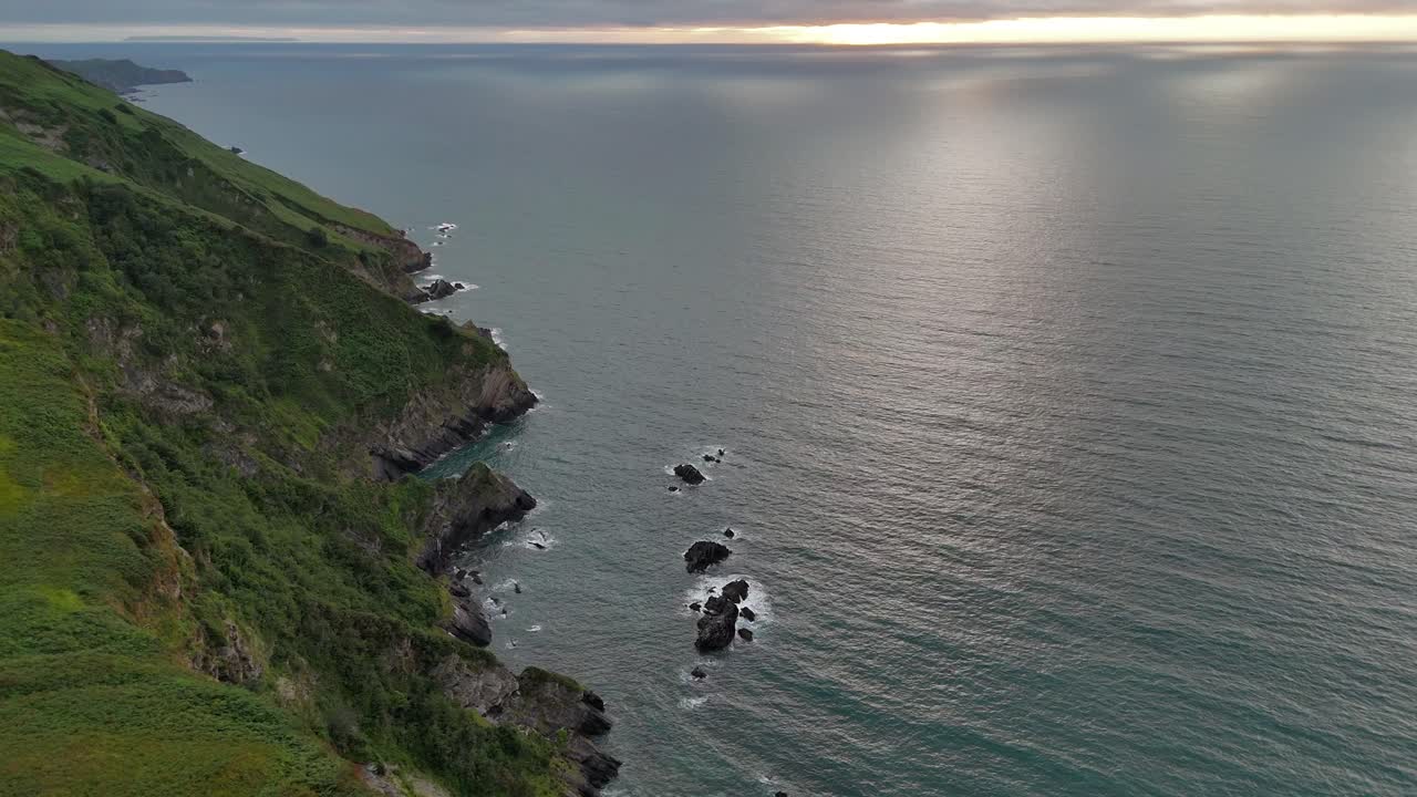 Drone Flight Over The Torrs Cliffs and Rugged Coastline – Ilfracombe, Devon, UK