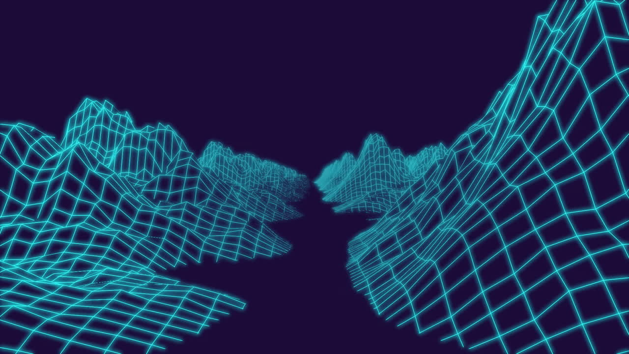 Animation of digital mountains on black background