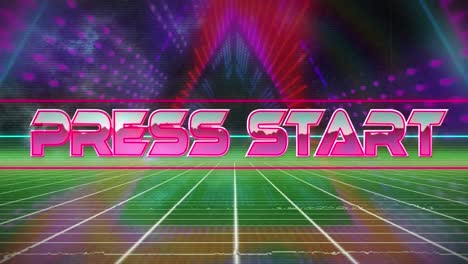 animation of press start text over digital tunnel