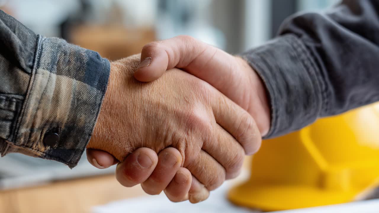 A Professional Handshake Signifying Agreement and Collaboration in a Work Environment, Emphasizing Team Building and Trust Between Partners