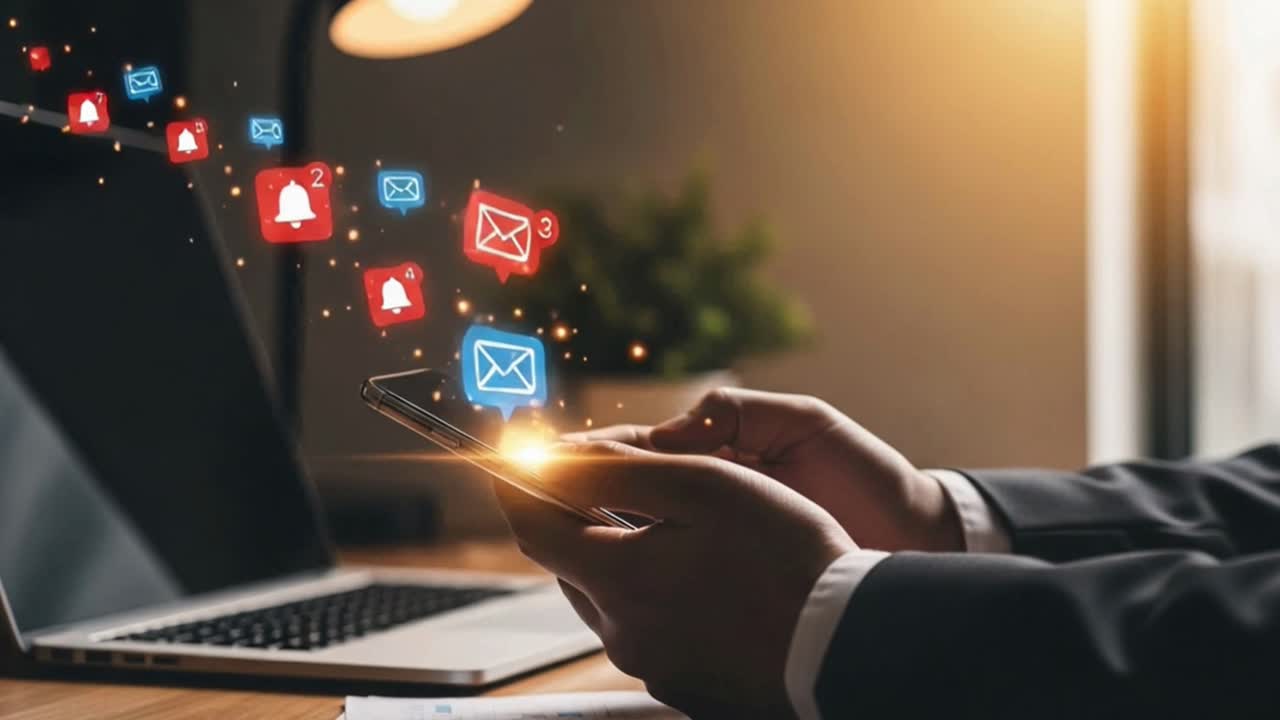 Social Media Notifications Popping Up on a Smartphone Screen