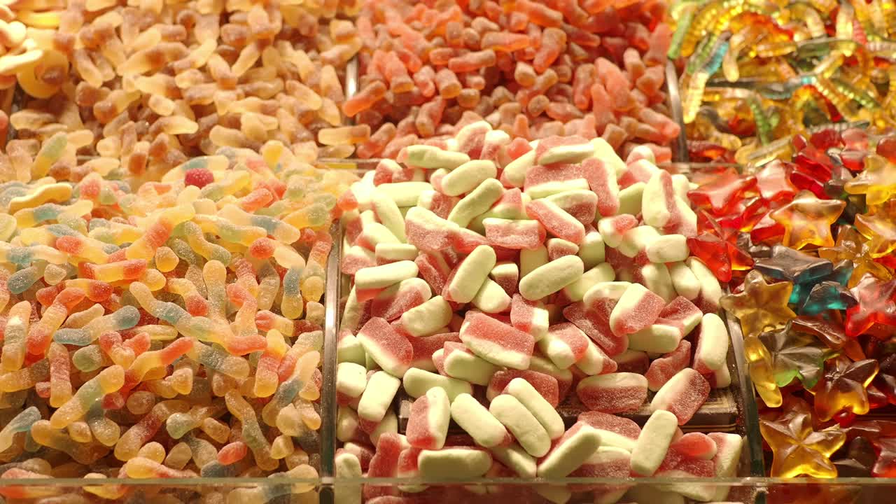 Assorted Colorful Gummy Candies Display