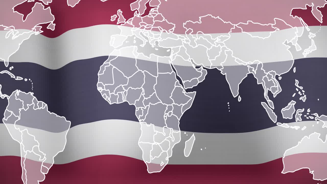 코스타리카의 국기를 흔들고 있는 디지털 지도의 애니메이션