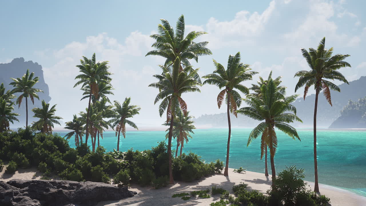 Paradiso tropicale alle Bahamas con palme e acque cristalline