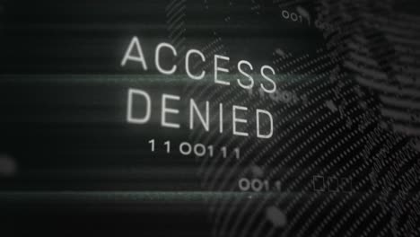 animation of access denied over binary codes forming globe against black background