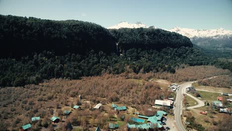 Drone-footage,-Aerial-viewof-the-andes-mountain-in-Las-termas-de-Chillan,-Chile