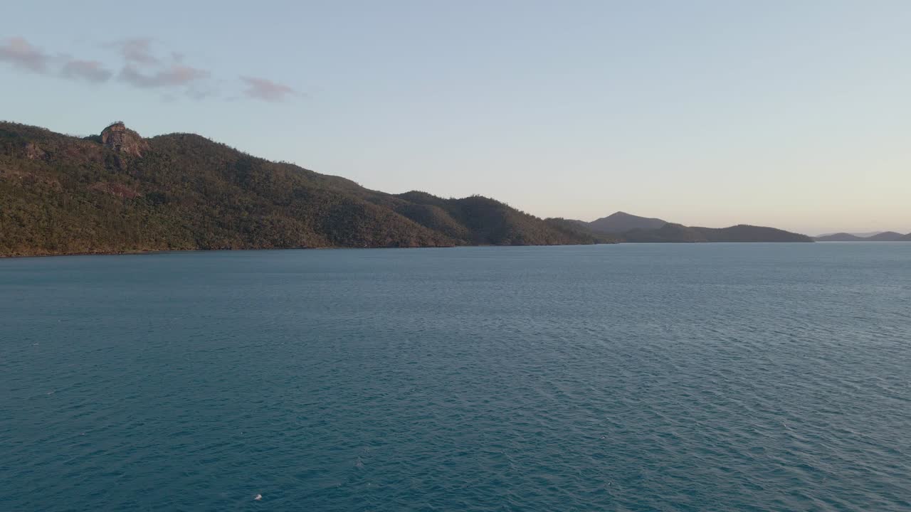 Fly Over Calm Seascape In Whitsunday Islands National Park, Queensland Australia