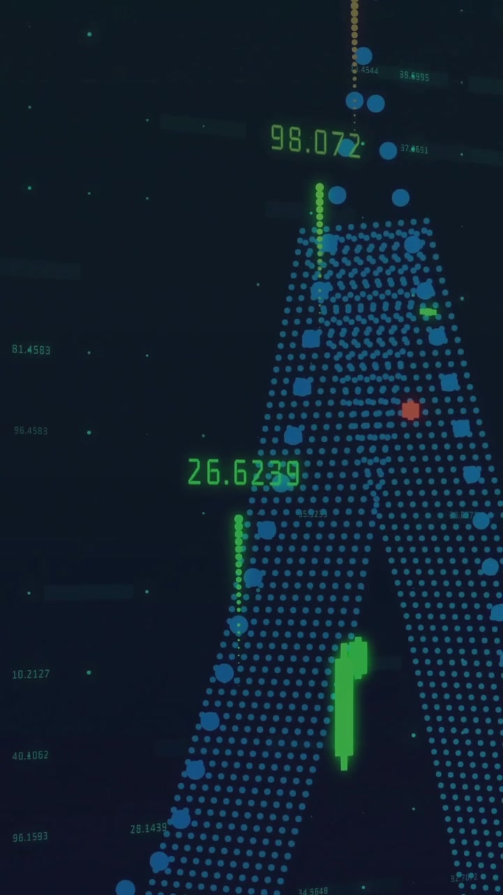 Animation of data processing on black background