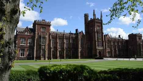 front of the lanyon building at queen's university in belfast northern ireland