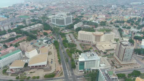 ghana accra central aerial view track backwards