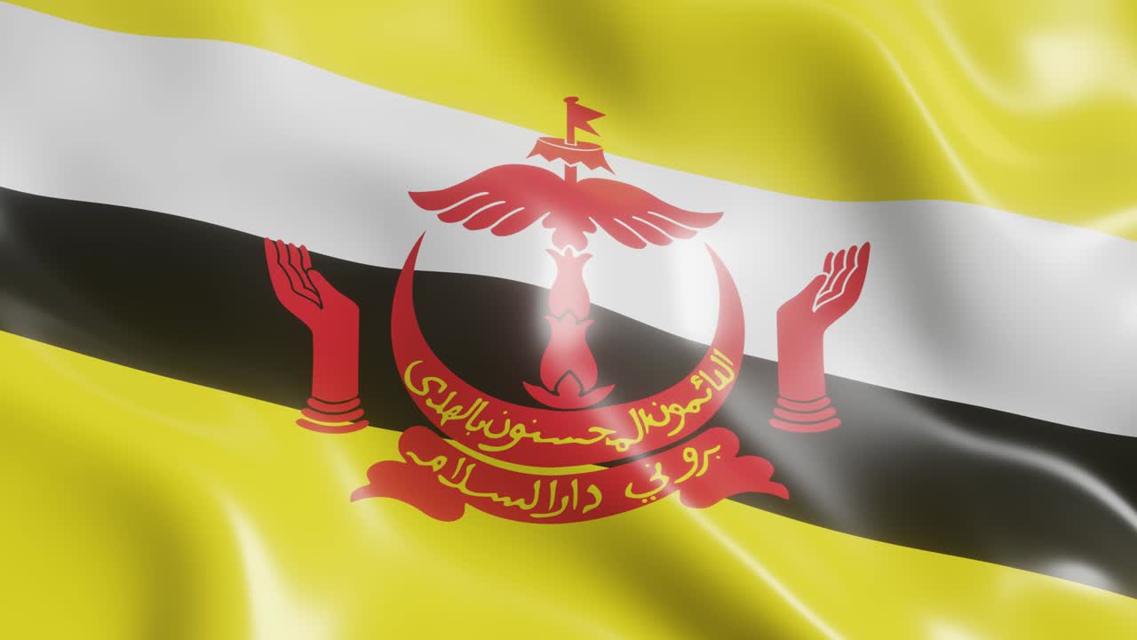 3d 렌더링: 브루나이의 발을 흔들고, 바람을 배경으로 한 국가 발, 4k 현실적인 원활한 루프 애니메이션 비디오 클립